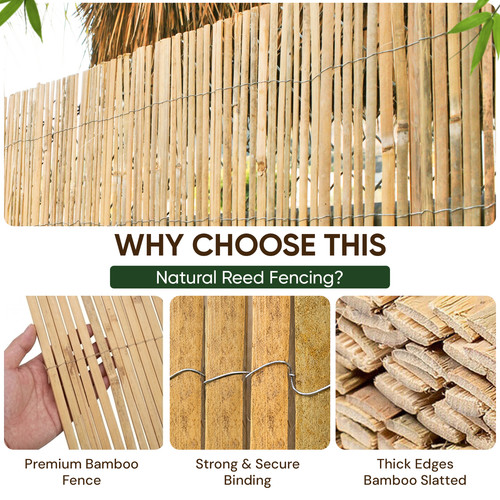 Bamboo slat cane screening - 4m,